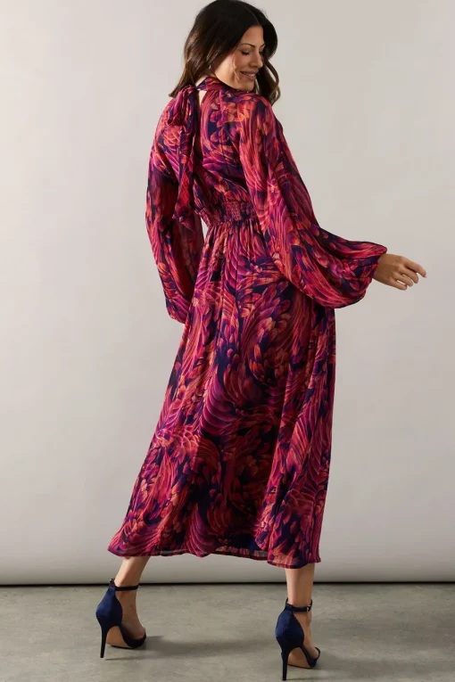 Occasion Feather Tie Back Midi Dress