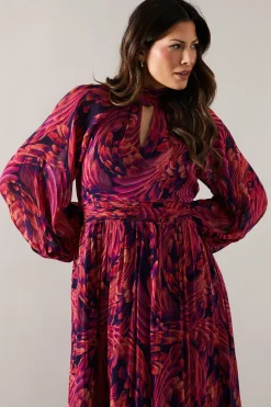 Occasion Feather Tie Back Midi Dress
