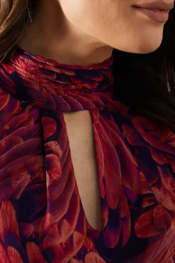 Occasion Feather Tie Back Midi Dress