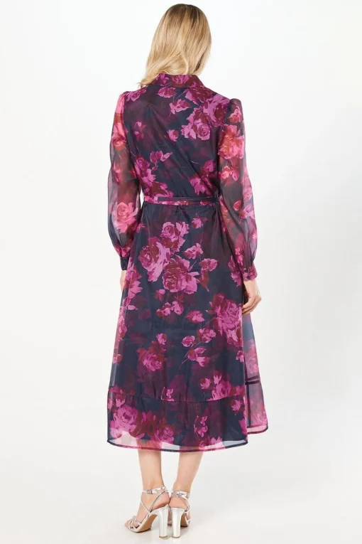 Occasion Floral Organza Shirt Midi Dress