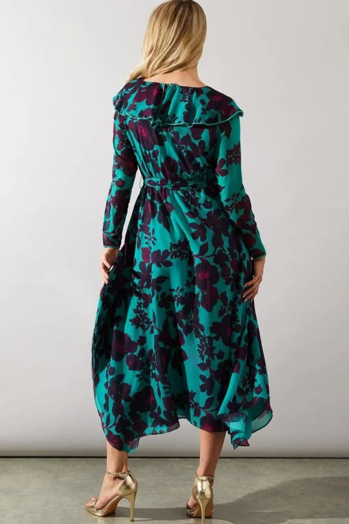 Occasion Floral Ruffle Midi Dress