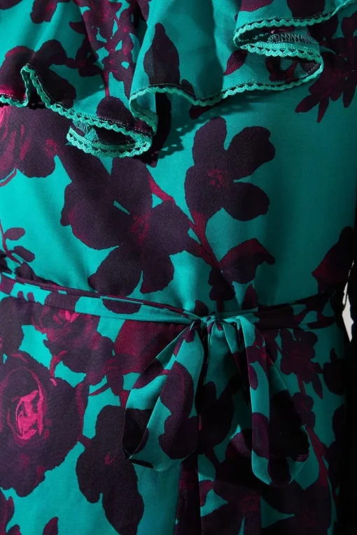 Occasion Floral Ruffle Midi Dress