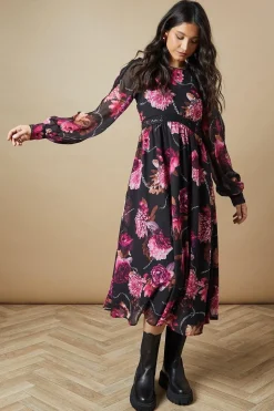 Occasion Floral Trim Insert Midaxi Dress