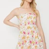 Occasion Floral Twill Strapless Mini Dress