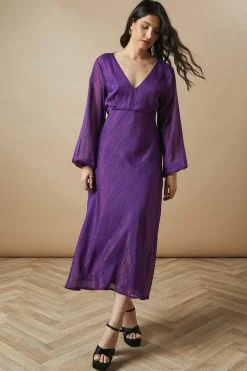 Occasion Glitter Stripe Cowl Midaxi Dress