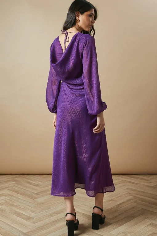Occasion Glitter Stripe Cowl Midaxi Dress