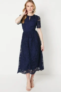 Occasion Lace Collared Midi Dress