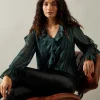 Occasion Ruffle Detail Metallic Blouse