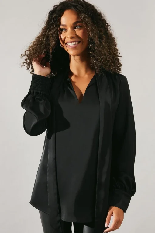 Occasion Satin Tie Neck Blouse