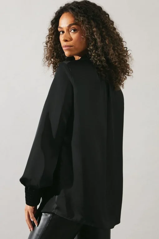 Occasion Satin Tie Neck Blouse