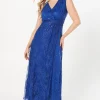 Occasion Sequin Lace Wrap Maxi Dress