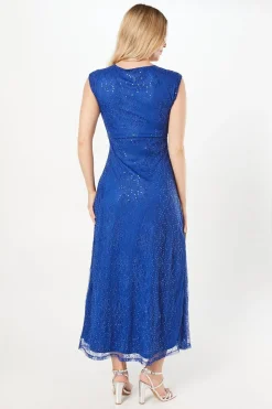 Occasion Sequin Lace Wrap Maxi Dress