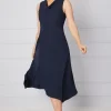 Occasion Tailored Cowl Neck Formal Midi Dress