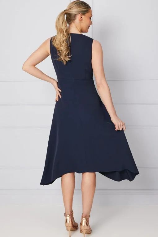 Occasion Tailored Cowl Neck Formal Midi Dress