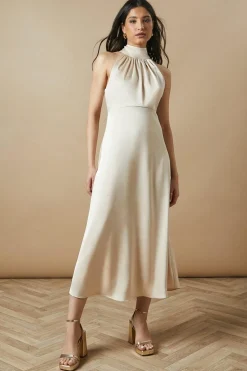 Occasion Velvet Tie Halterneck Midaxi Dress