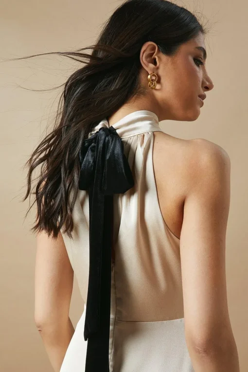Occasion Velvet Tie Halterneck Midaxi Dress