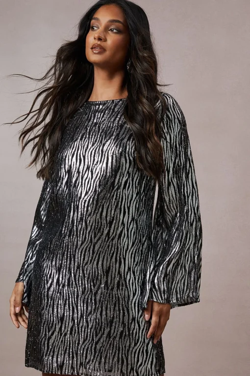 Occasion Zebra Metallic Mini Dress