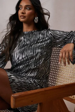 Occasion Zebra Metallic Mini Dress