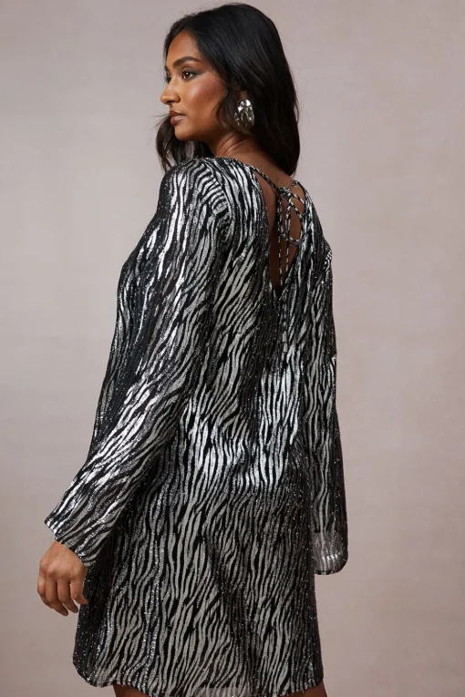 Occasion Zebra Metallic Mini Dress