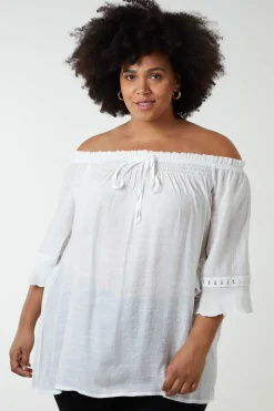 Off Shoulder Tie Front Top