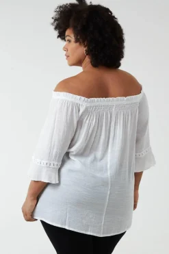Off Shoulder Tie Front Top