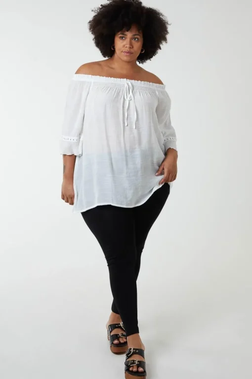 Off Shoulder Tie Front Top