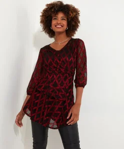Open Weave Mock Wrap Tunic and Cami