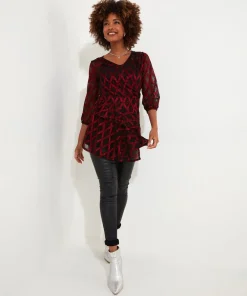 Open Weave Mock Wrap Tunic and Cami