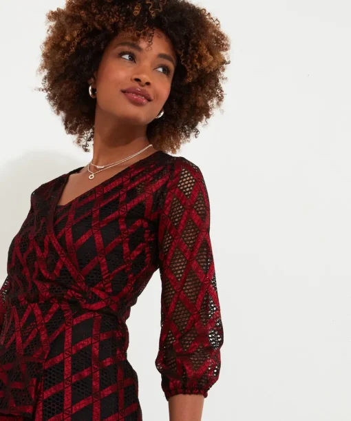 Open Weave Mock Wrap Tunic and Cami