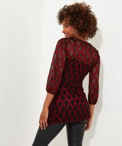 Open Weave Mock Wrap Tunic and Cami