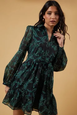 Organza Collared Mini Dress
