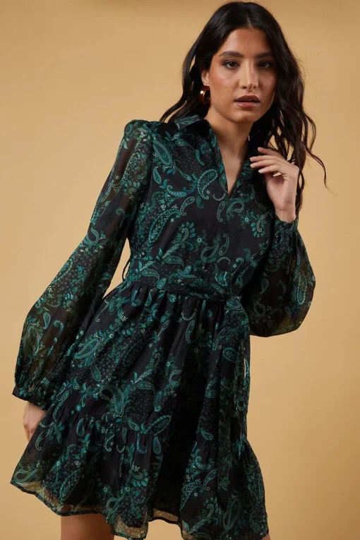 Organza Collared Mini Dress