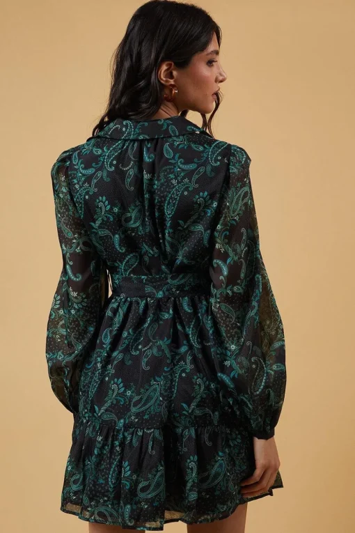 Organza Collared Mini Dress