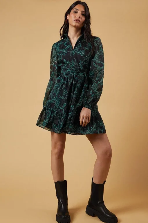 Organza Collared Mini Dress