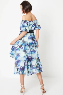 Organza Floral Bardot Midaxi Dress