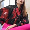 Oriental Floral Print Blouse