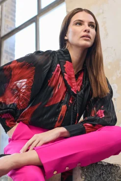 Oriental Floral Print Blouse