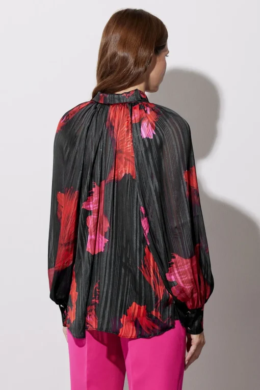 Oriental Floral Print Blouse