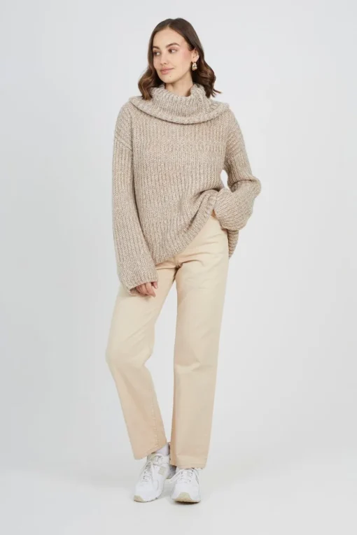Oversized Fisherman Knit Roll Neck Jumper