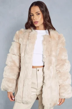 Oversized Luxe Panelled Faux Fur Coat