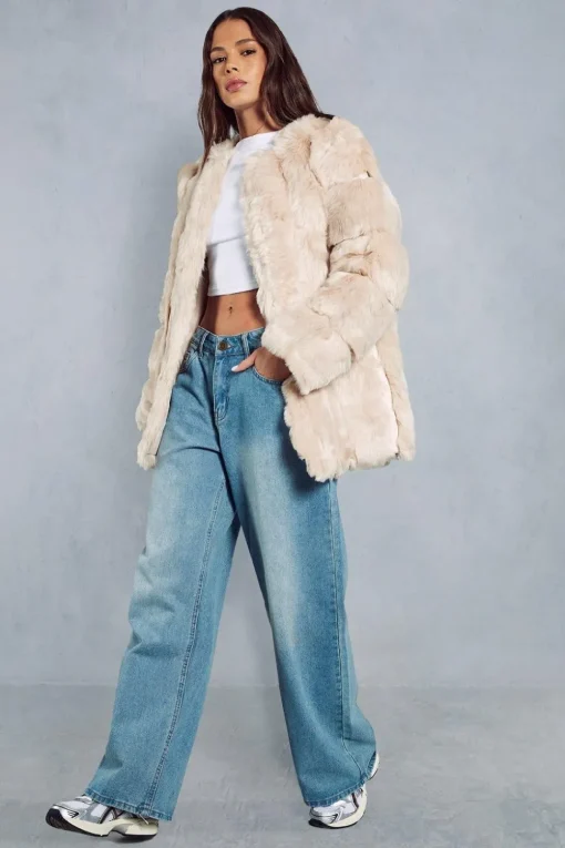 Oversized Luxe Panelled Faux Fur Coat