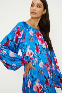 Painted Abstract Satin Midi Dress