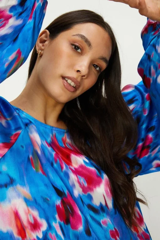 Painted Abstract Satin Midi Dress