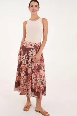 Paisley Printed Satin Wide Leg Culotte Trousers