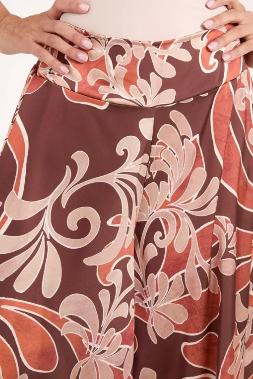 Paisley Printed Satin Wide Leg Culotte Trousers