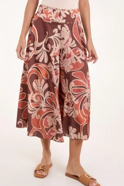 Paisley Printed Satin Wide Leg Culotte Trousers