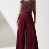 Party Diamante Chiffon Pleated Jumpsuit