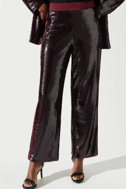 Party Sequin Satin Burgundy Trouser