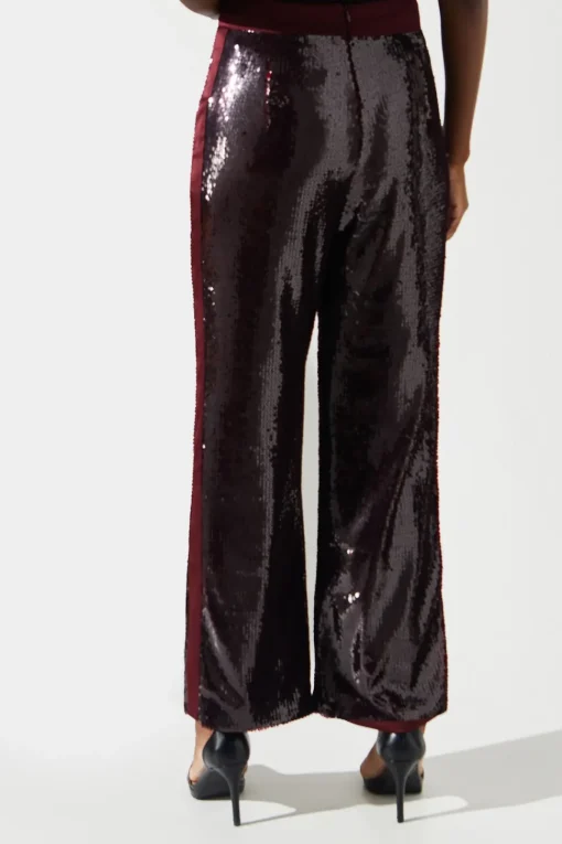 Party Sequin Satin Burgundy Trouser