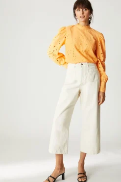 Patch Pocket Wide Leg Crop Trousers